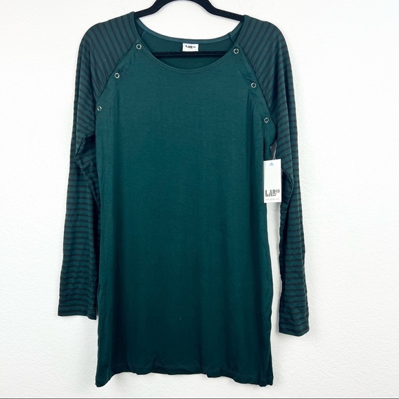LAB40 Ryan Nursing Maternity Top, Hunter Green and Black Stripe, Medium, NWT! - Picture 2 of 8